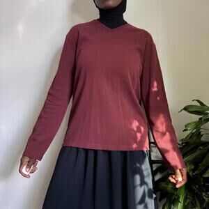 Burgundy‎ long sleeve V-neck sweater top size L